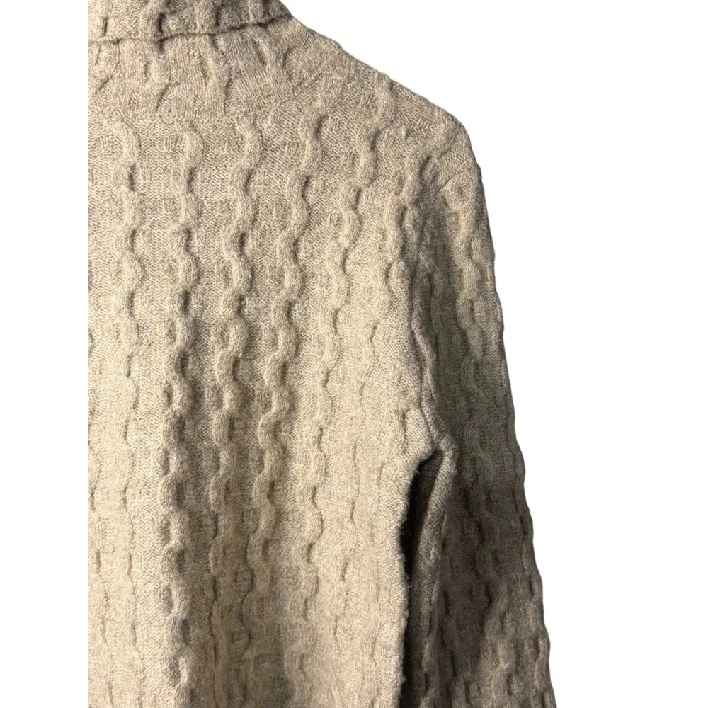 Etcetera Turtleneck Sweater Tan Cable Knit Long Sleeve C3879T Size M Womens